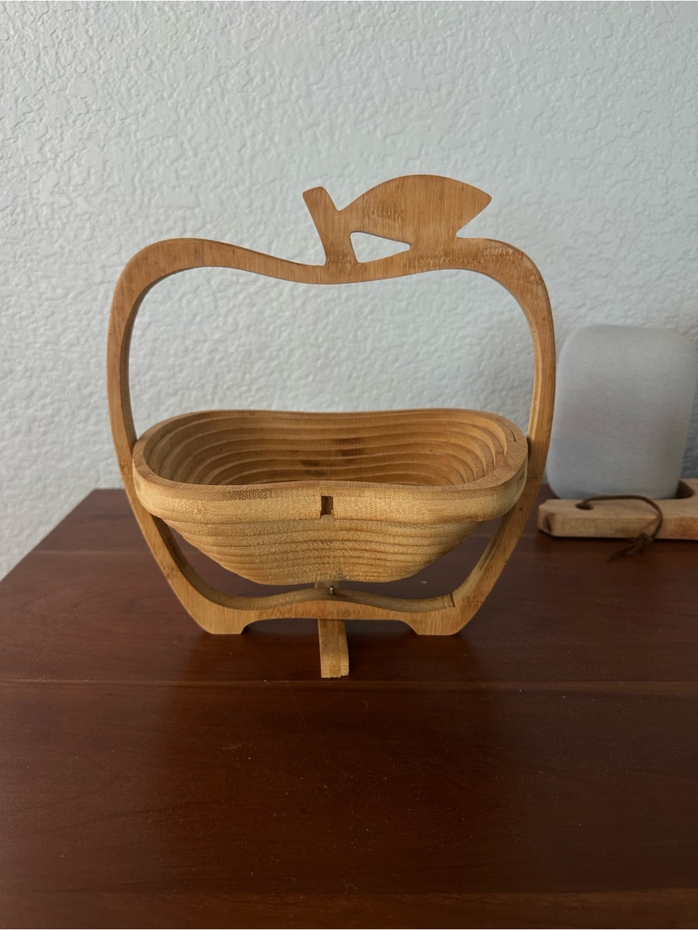 Wooden Apple Fruit Basket Foldable - Natural Bamboo Home Accent